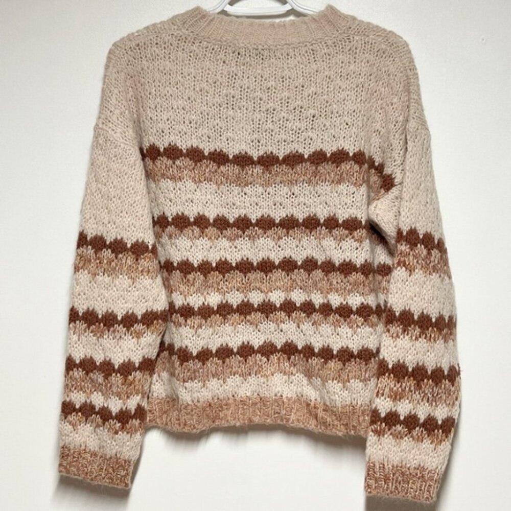 NWT Anthropologie Elsamanda Italy Stripe Chunky Alpaca Wool Blend Sweater M - Picture 2 of 5